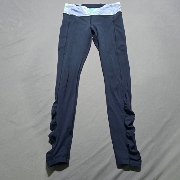 lululemon athletica Pants - Lululemon Leggings Womens 6 Blue Ruched Tight High Rise Athletic Yoga Pants
